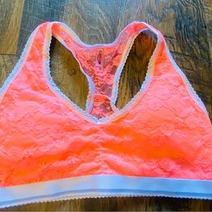 Neon orange lace fabric bra size medium